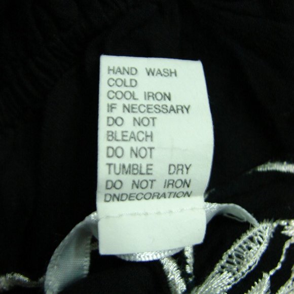 Black W/White Embroidered Floral Dress Tunic Top S - Picture 15 of 15